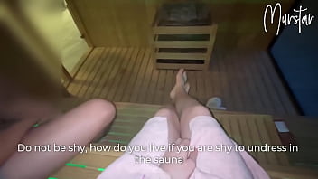 Risky blow-job in hotel sauna.. I deepthroat STRANGER