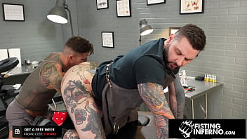 Bulky Tattooer Rosebuded By Jock Fist - Grizzly Bryce, Archer Croft - FistingInferno