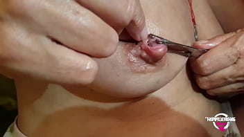 Nippleringlover super-naughty mom finger-tickling extreme pierced nips turning nips inside out