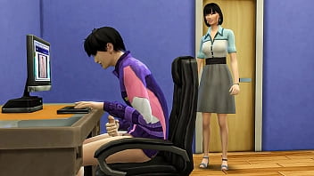 Asian step mommy catches her stepson stroking in front of the computer eyeing porn movies and then helps him have hook-up with her for the very first-ever time - Korean step-mother