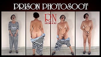 Photographing in prison. The detained lady is a prisoner of the prison. She is made to undress on camera. Cosplay. Full video